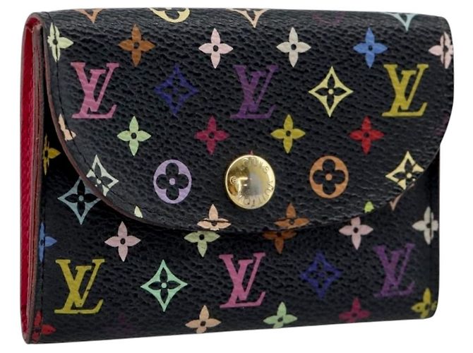LOUIS VUITTON Multicolor Envelope Carte de Visite Case Black M66561 Auth 189659