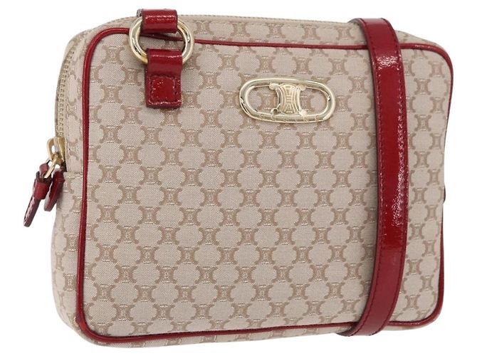 Céline Bolsa de Ombro CELINE Macadam Canvas PVC Bege Ouro Auth BA13688V Dourado