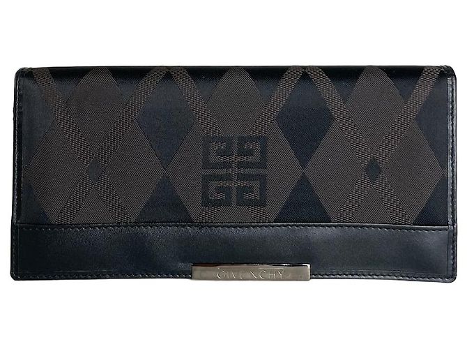 Vintage Givenchy Geometric Logo Canvas Wallet Black Brown