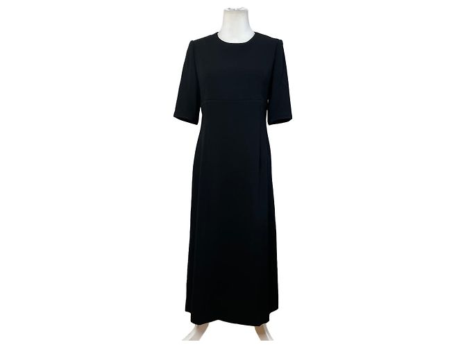 Chloé Vintage Chloe Crepe Midi Kleid Schwarz M