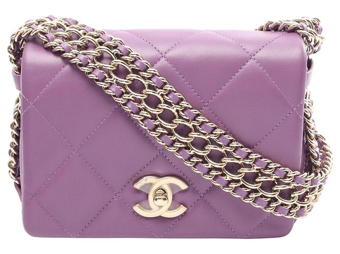 Bolsa de Ombro Chanel Matelassé Small Flap Roxo