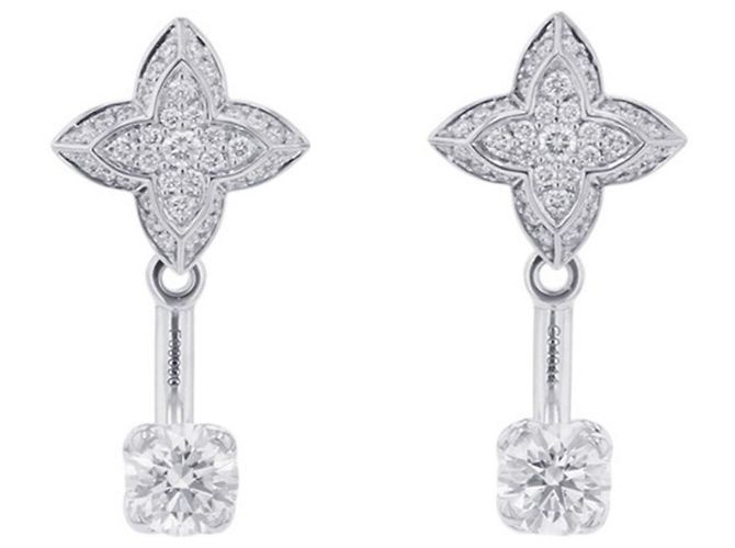 Pendientes de botón en oro blanco de 18K y diamantes Louis Vuitton