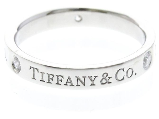 Tiffany & Co Tiffany Flat Band Ring mit 3 Diamanten Silber