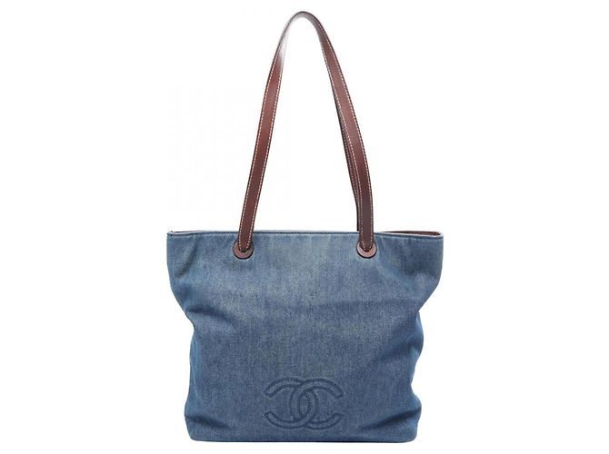 Sac cabas Chanel Coco Mark Marron Bleu Marine