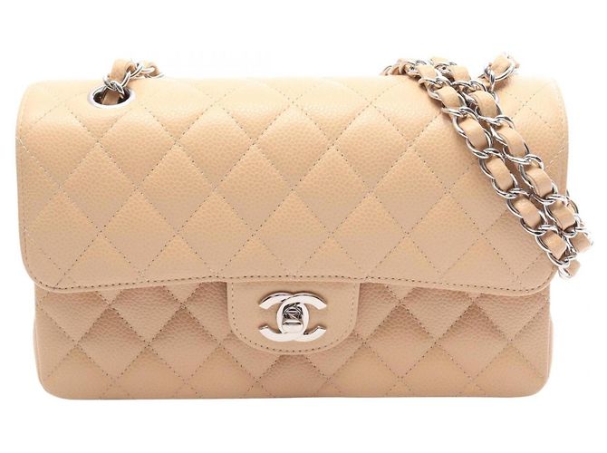 Borsa a tracolla Chanel Matelassé Double Flap Beige