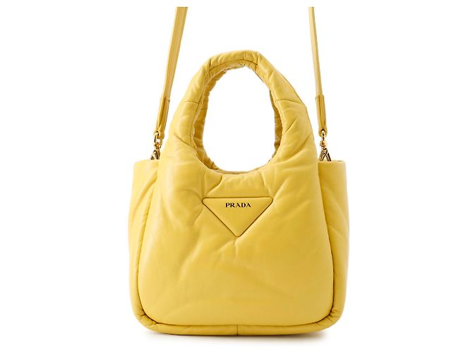 Prada Triangle Mini Lederhandtasche Gelb 