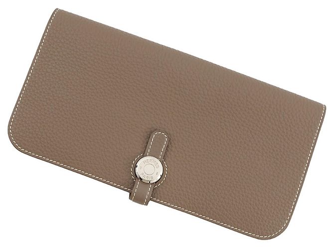 Cartera larga Dogon en Etoupe Gray Hermès Gris pardo