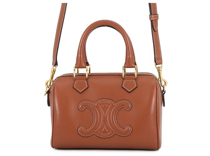 Céline Celine Boston Small Handtasche aus Triomphe-Leder Braun