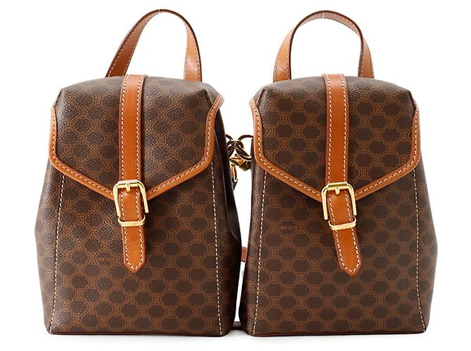 Céline Celine Macadam Twin Mini Rucksack Braun