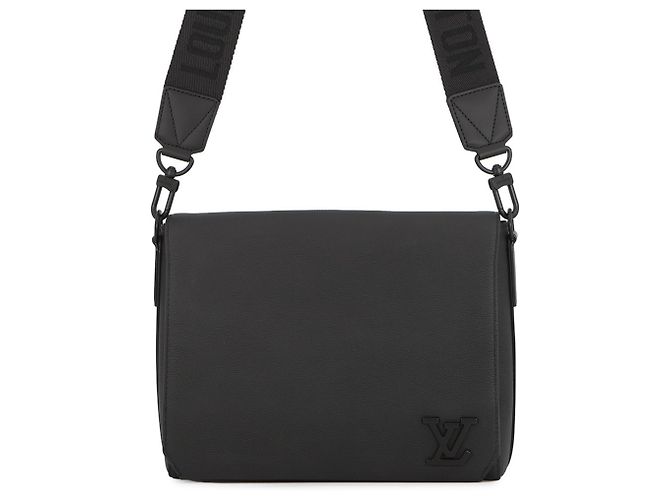 Borsa a tracolla in pelle granulata nera Louis Vuitton Nero