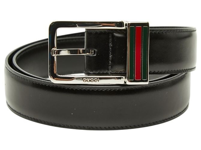 Gucci Sherry Line Square Logo Buckle Belt Black Silvery