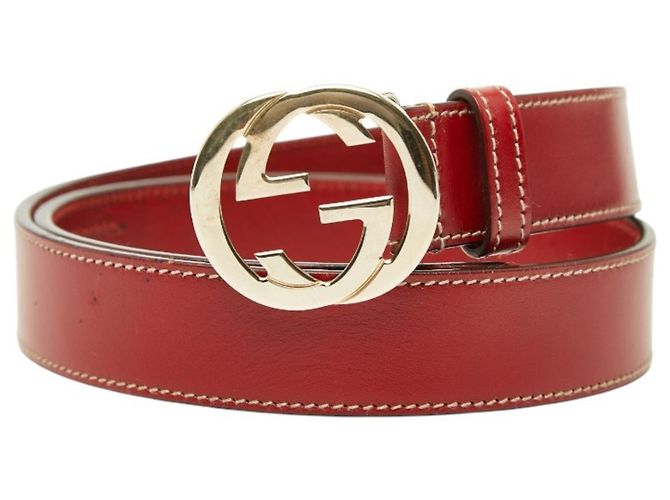Cintura con fibbia con logo Interlocking G Gucci Rosso
