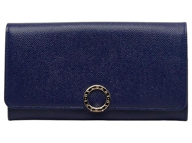 Bulgari Bvlgari Long Wallet in Blue Leather
