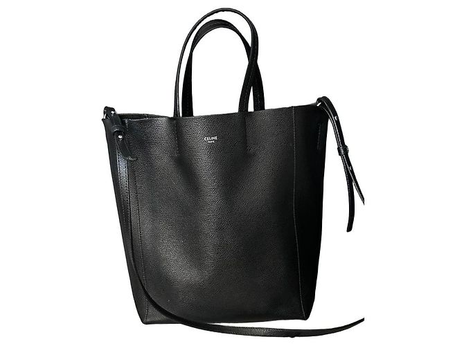 Sac Cabas Two Way Céline en cuir grainé noir
