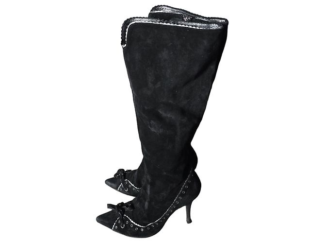 Gianfranco Ferré stivali alti in scamosciato nero