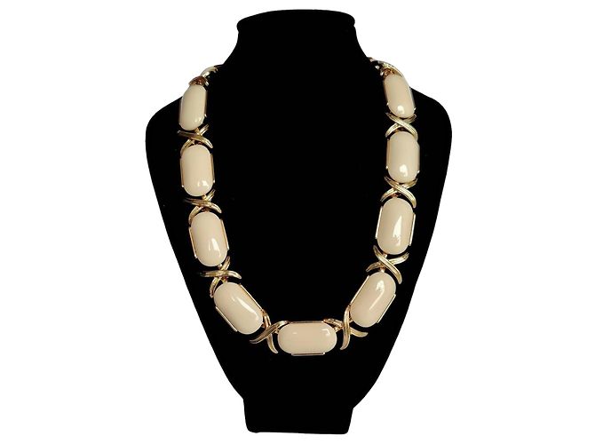 Autre Marque Colar Statement Talbots Tom Dourado e Esmalte Creme