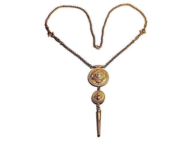 Autre Marque Classiques Entier Goldfarbene Medaillon Halskette Golden