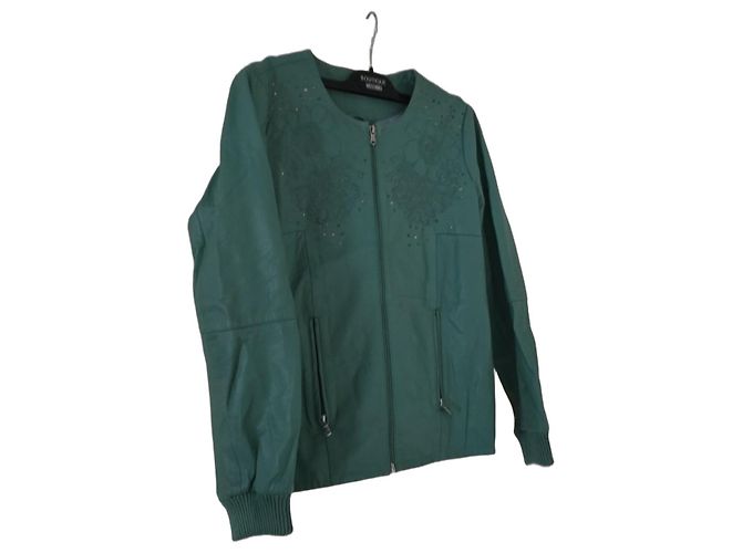 KOOKAÏ Green Leather Embroidered Bomber Jacket