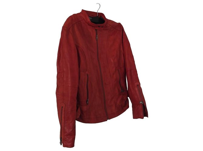 Mac Douglas rote Leder-Bikerjacke