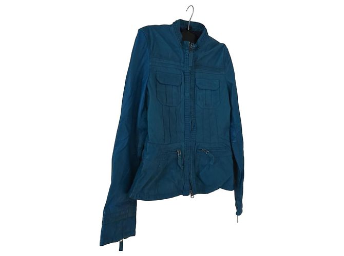 Autre Marque J.C.E. Blaue Lederjacke