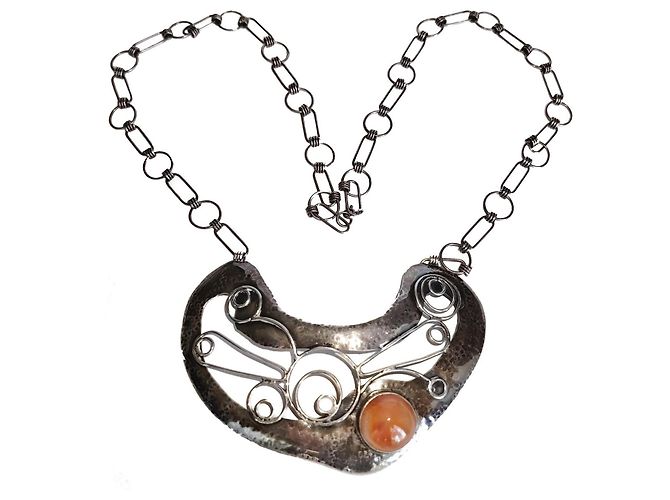 Autre Marque Elanomi Israel Sterling Silber Karneol Halskette