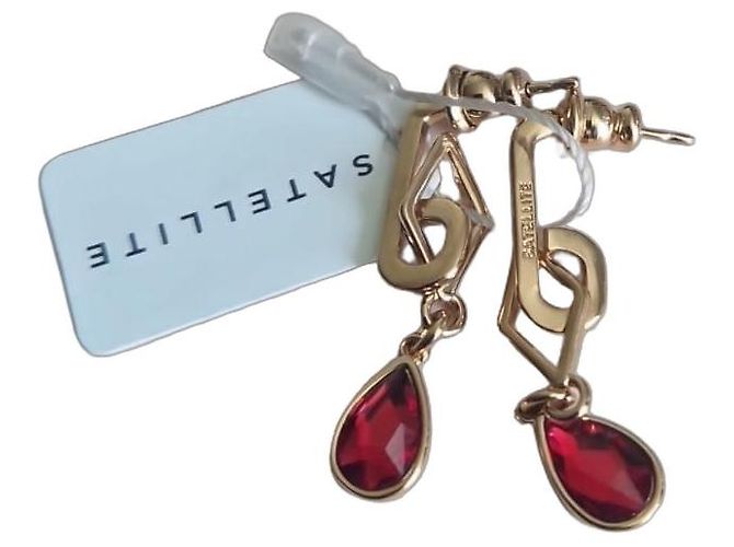 Brincos pendentes Satellite cor de ouro com pedras vermelhas Vermelho Dourado