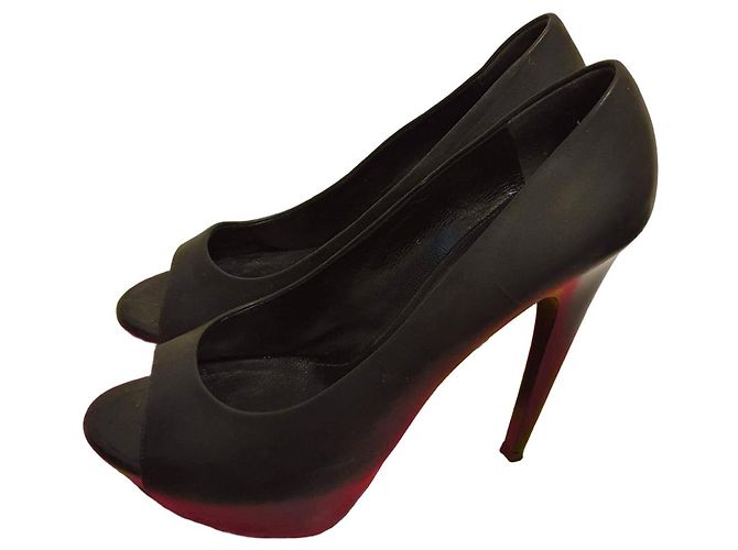 Giuseppe Zanotti Schwarze Leder-Pumps Open-Toe