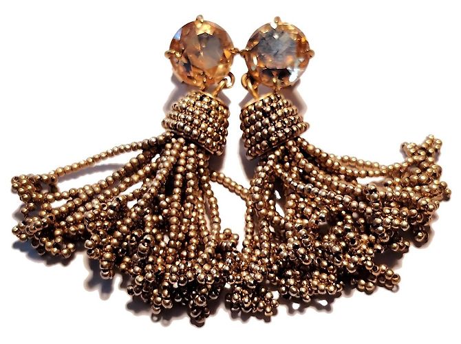 J.Crew Boucles d'oreilles pendantes à pompons dorées