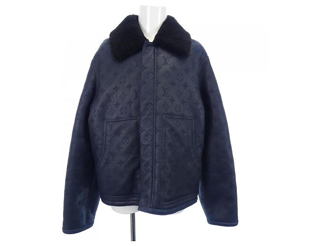 Giacca in shearling Louis Vuitton LVSE Monogram Nero Blu navy
