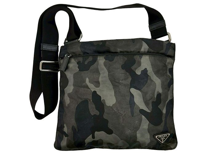 Saffiano Borsa a tracolla Prada nera e kaki Nero Cachi 