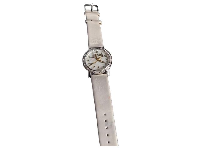 Just Cavalli Armbanduhr weißes Leder Silber