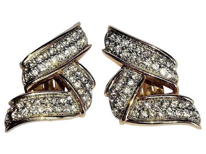 Kenneth Jay Lane Orecchini Kenneth Lane Volute Strass Tono Oro D'oro