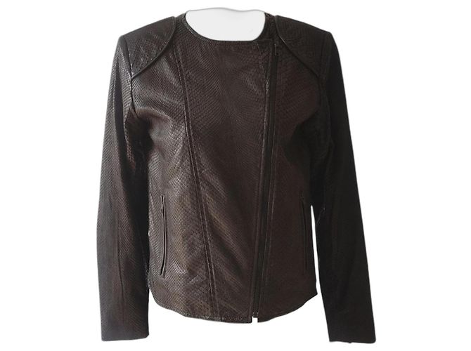Autre Marque Karma Koma Women's Black Python Leather Biker Jacket