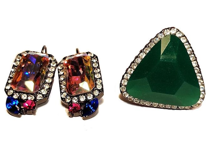 Erickson Beamon Rocks Statement Schmuckset - Ohrringe & Ring EU 55 Mehrfarben
