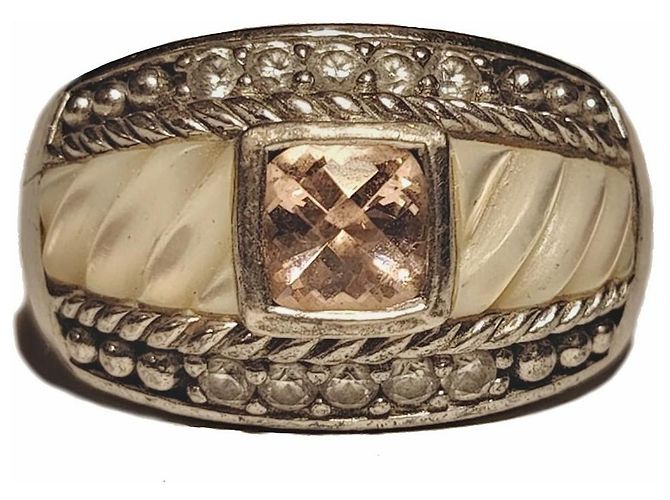 Autre Marque Judith Ripka Sterlingsilber Ring Perlmutt CZ Größe EU 65