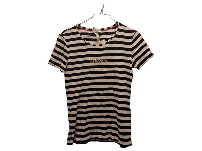 Autre Marque Max&Co. T-shirt a righe con logo - Bianco e Nero