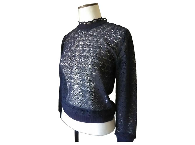 Claudie Pierlot Spitzenpullover Schwarz