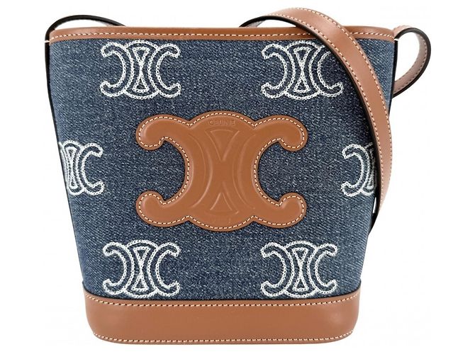 Céline Bolsa de ombro mini bucket Triomphe Celine Marrom