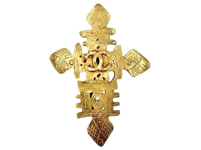 Spilla Chanel Vintage placcata oro D'oro