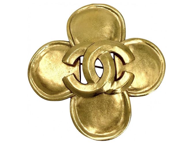 Chanel Vintage Clover Brosche Golden