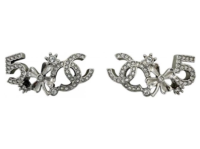 Chanel Strass-Ohrstecker Silber 
