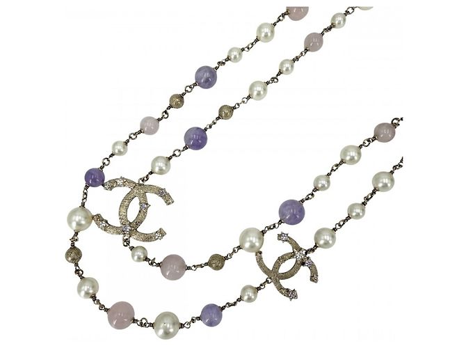 Collana lunga Chanel Donna Stella Coco Mark Multicolore D'oro 