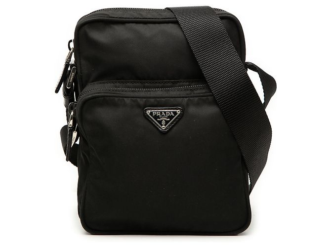 Bolsa transversal Prada Black Tessuto Zip Top Preto