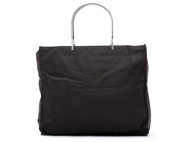 Tote Prada Brown Tessuto Metal Handle Bag Dark brown