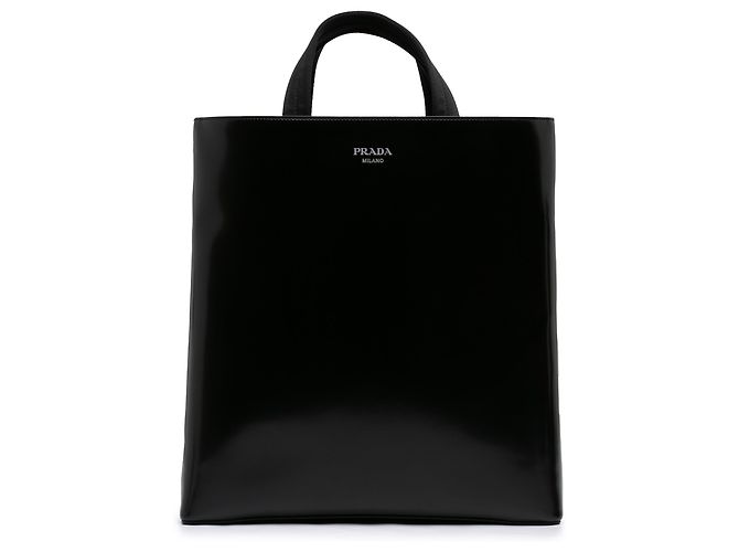 Tote Cabas en cuir Spazzolato noir Prada