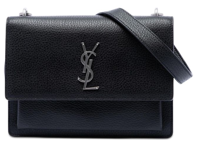 Bolsa transversal Monogram Sunset em couro de bezerro de grão médio preto Saint Laurent
