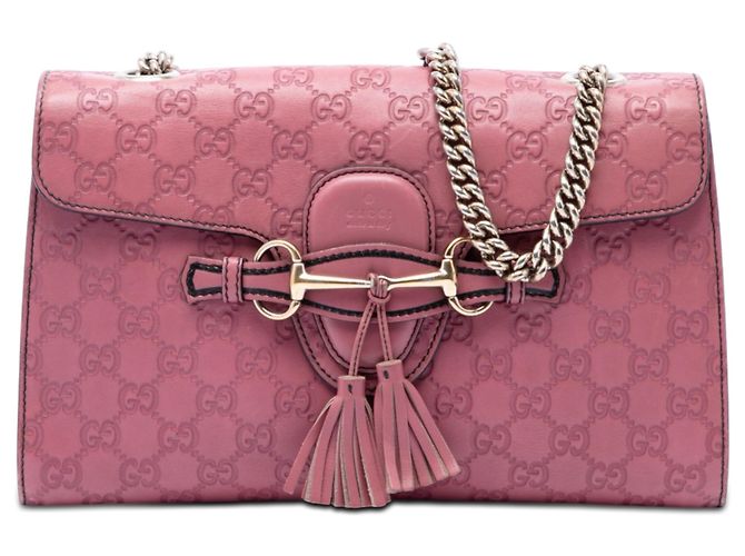 Bolsa de Ombro Gucci Pink Medium Guccissima Emily Rosa