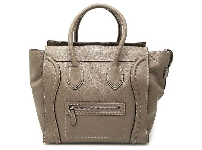 Céline Borsa Tote Mini Luggage in pelle di vitello marrone Celine Taupe