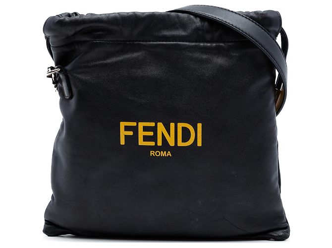 Bolsa Pack Pouch em couro preto Fendi