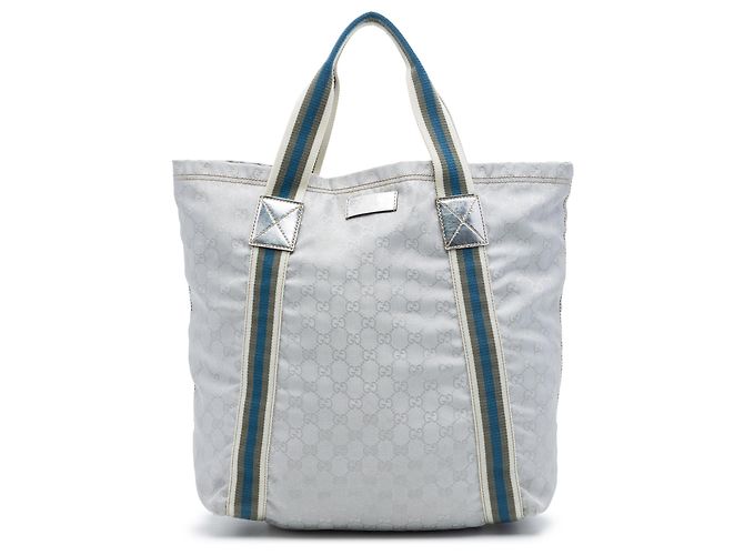 Tote Gucci em lona GG Web cinza Marrom